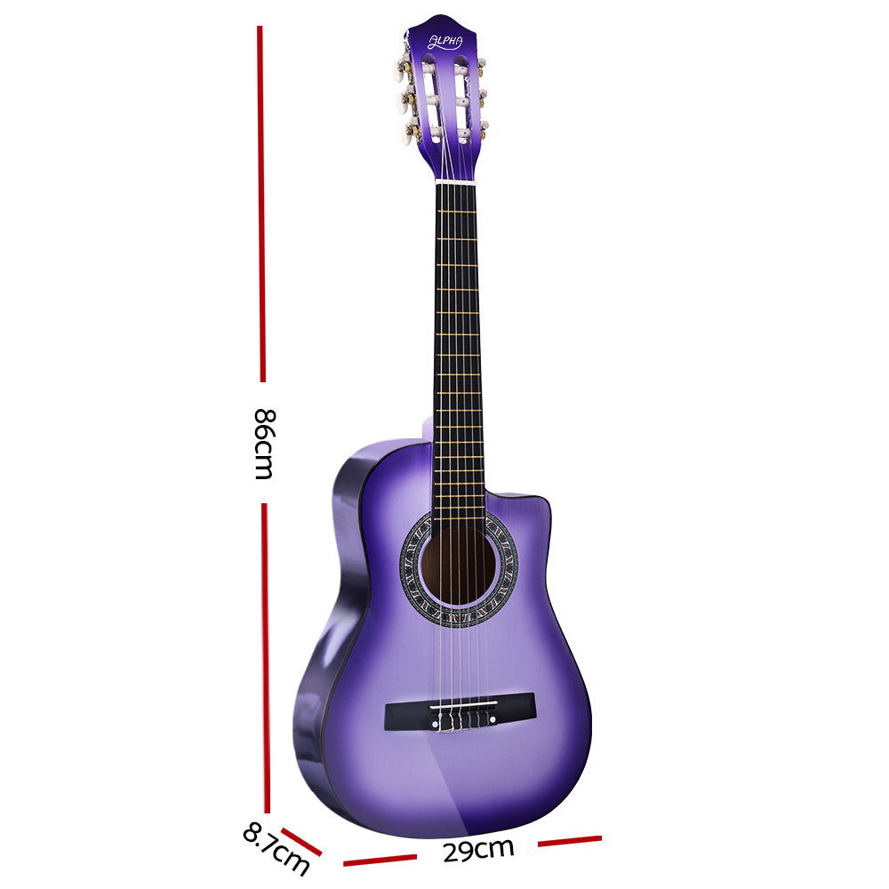 Alpha 34 Inch Classical Guitar Wooden Body Nylon String Beginner Kids Gift Purple-1