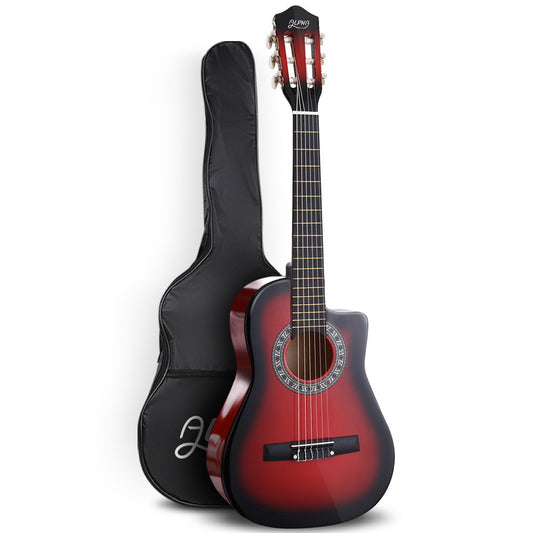 Alpha 34 Inch Classical Guitar Wooden Body Nylon String Beginner Kids Gift Red-0