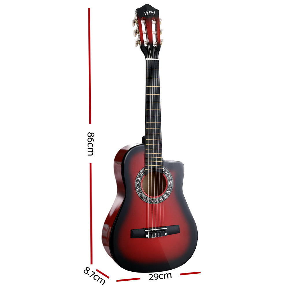 Alpha 34 Inch Classical Guitar Wooden Body Nylon String Beginner Kids Gift Red-1