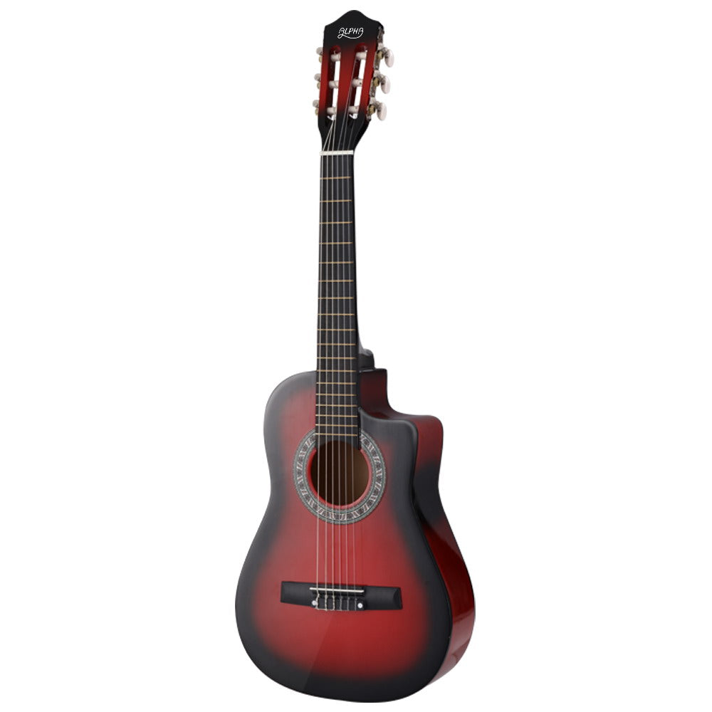 Alpha 34 Inch Classical Guitar Wooden Body Nylon String Beginner Kids Gift Red-2