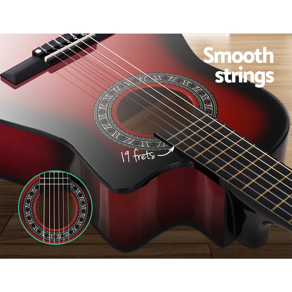 Alpha 34 Inch Classical Guitar Wooden Body Nylon String Beginner Kids Gift Red-3