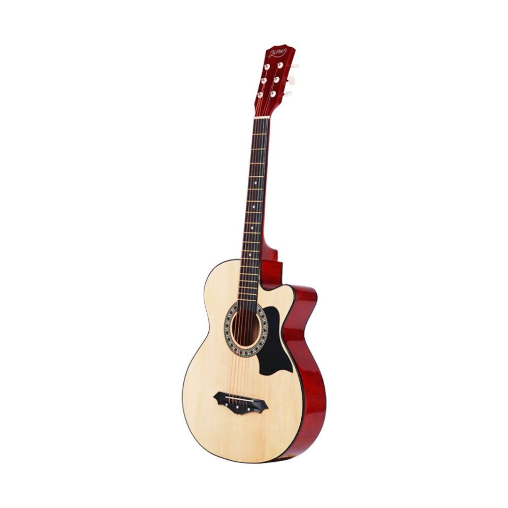 Alpha 38 Inch Acoustic Guitar Wooden Body Steel String Full Size Cutaway Wood-2