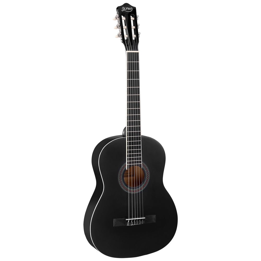 Alpha 39 Inch Classical Guitar Wooden Body Nylon String Beginner Gift Black-0