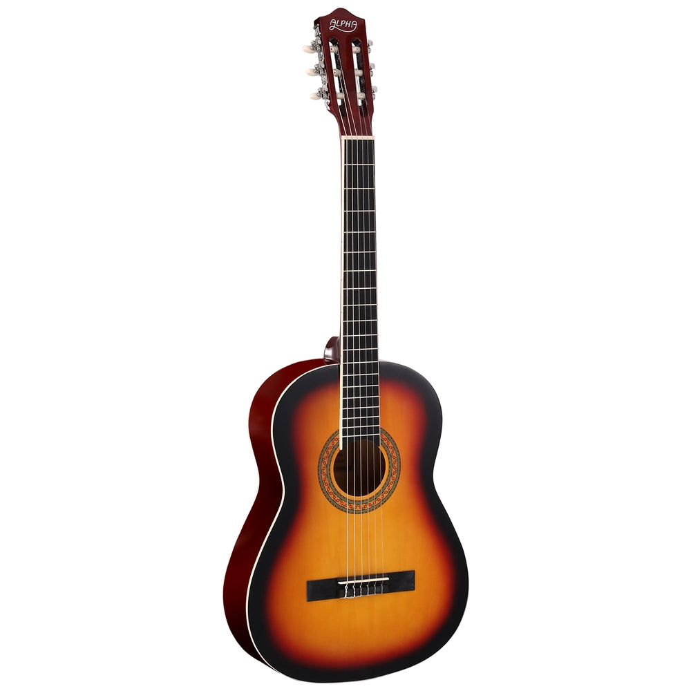 Alpha 39 Inch Classical Guitar Wooden Body Nylon String Beginner Gift Sunburst-0