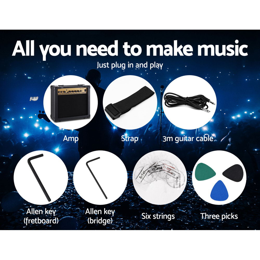 Alpha 41 Inch Electirc Guitar Humbucker Pickup Switch Amplifier Skull Pattern-6