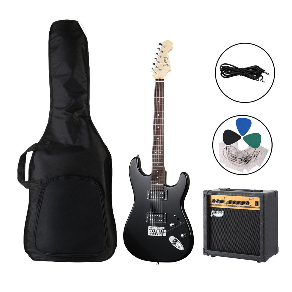 Alpha Electric Guitar Music String Instrument 20W Amplifier Black-0