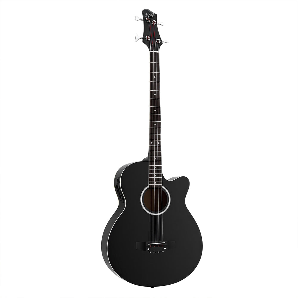 Alpha 43" Acoustic Bass Guitar Black 4-Band EQ-0