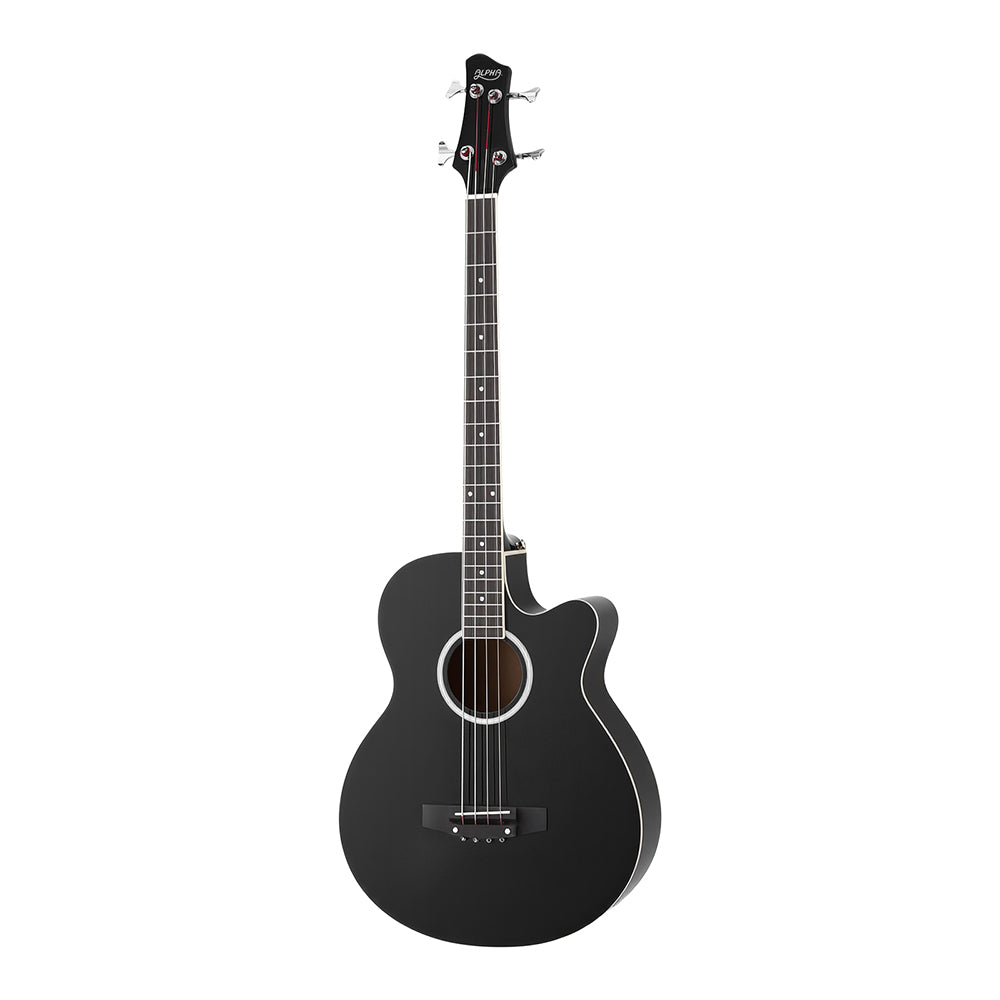 Alpha 43" Acoustic Bass Guitar Black 4-Band EQ-2