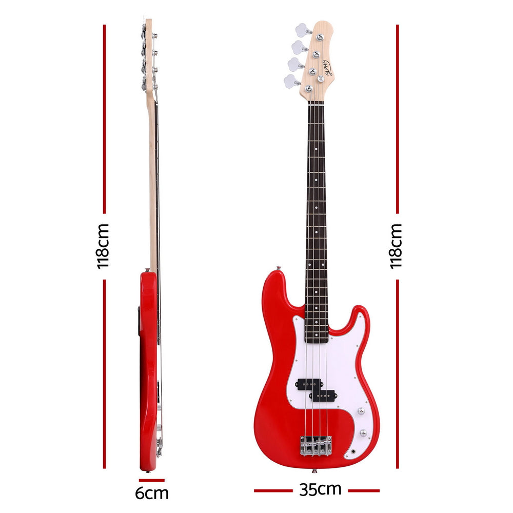 Alpha Electric Guitar Bass  47 Inch Red-1