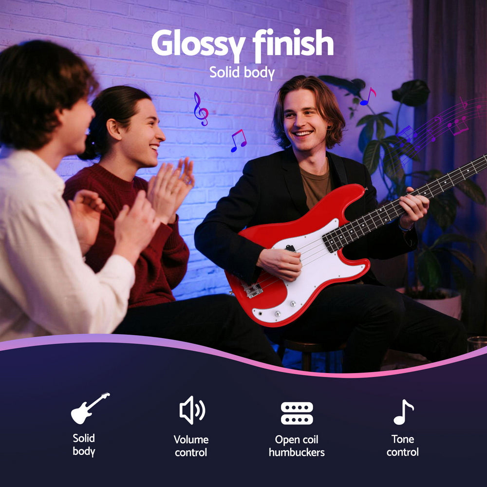 Alpha Electric Guitar Bass  47 Inch Red-3