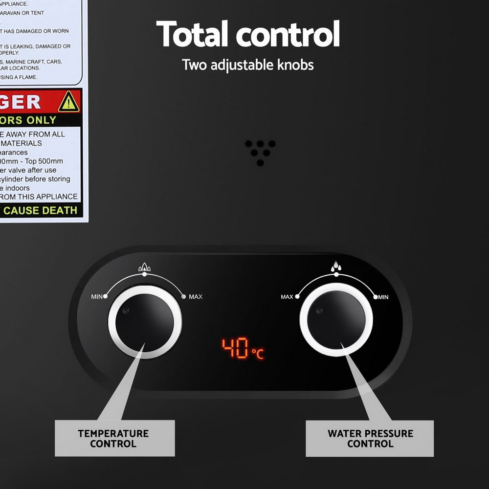 Devanti Portable Gas Water Heater LPG-powered System Black With Pump-4