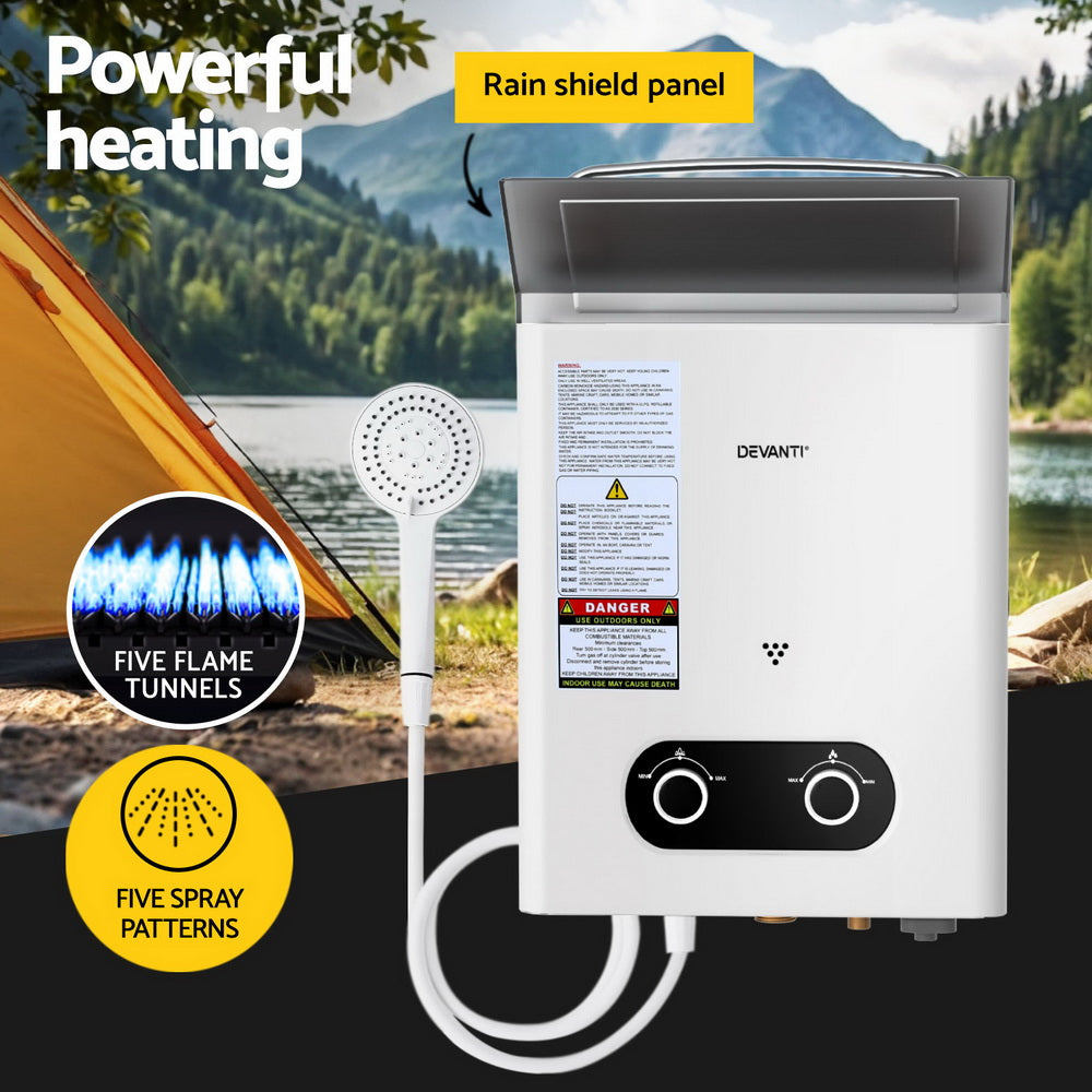 Devanti Portable Gas Water Heater LPG-powered System White With Pump-3
