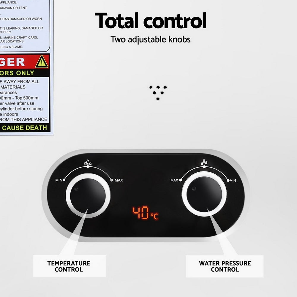 Devanti Portable Gas Water Heater LPG-powered System White With Pump-4