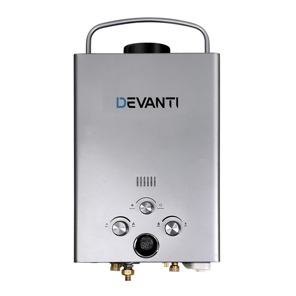 Devanti Portable Gas Water Heater 8L/Min LPG System Grey-2