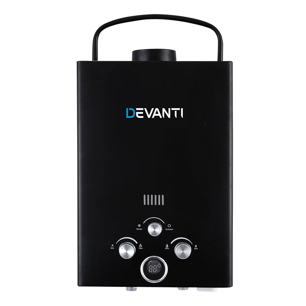 Devanti Portable Gas Water Heater 8L/Min With Pump LPG System Black-2