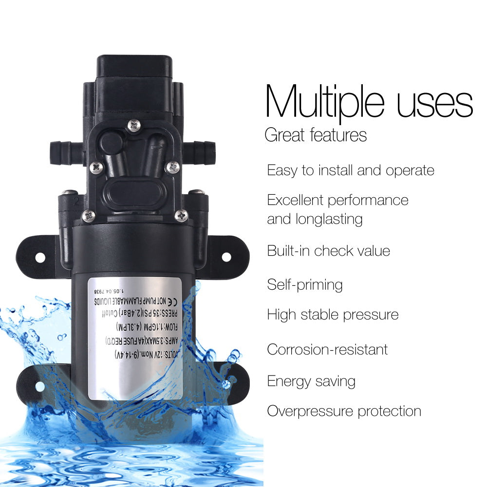 Water Pump 12V Pressure Shower 4.3L/Min-2