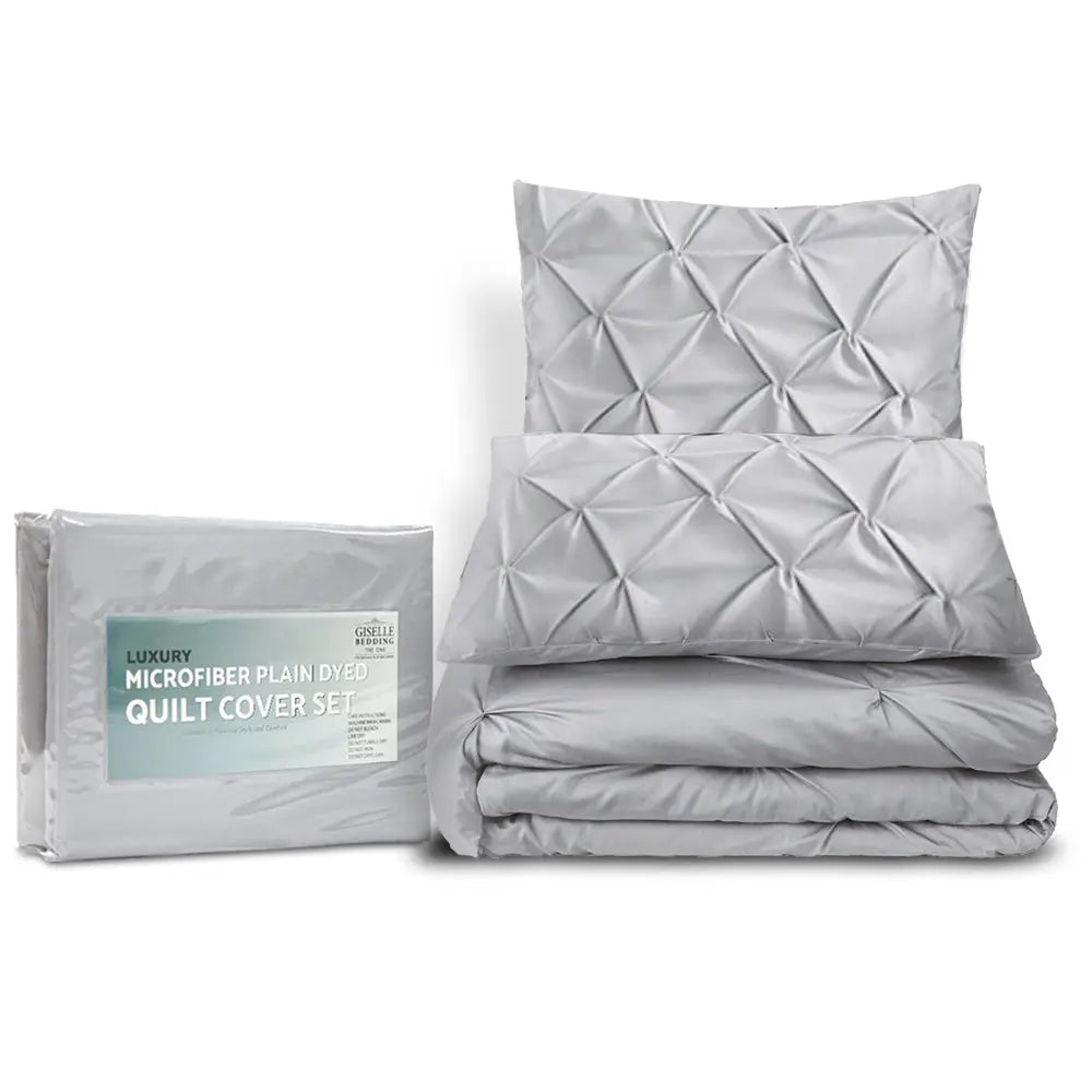 Giselle Bedding Quilt Cover Set Diamond Grey Super King-3