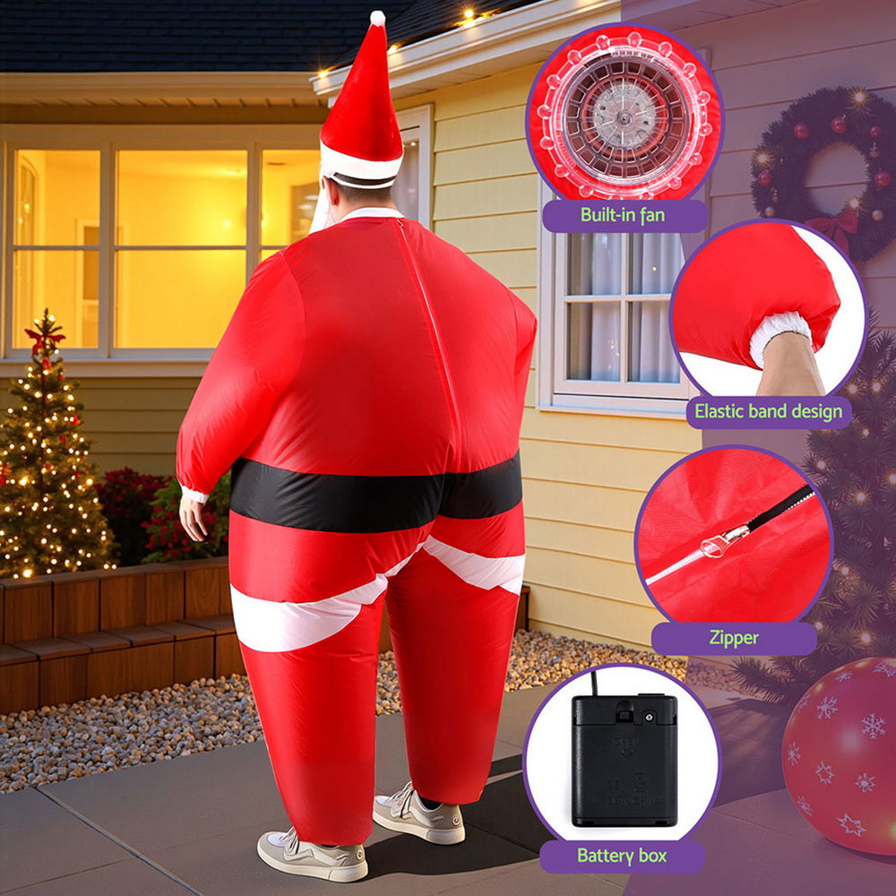 Inflatable Christmas Santa Claus Costume Adult Suit Blow Up Party Fancy Dress Xmas Cosplay-4