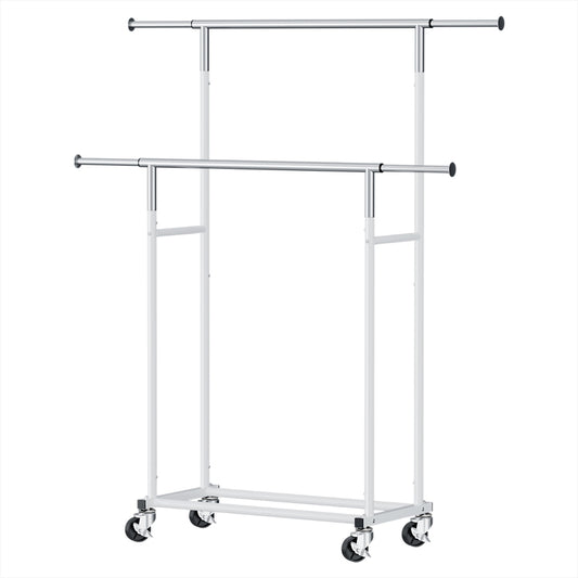 Artiss Clothes Rack Double Rod Airer Rail Coat Stand Adjustable Hanger-0