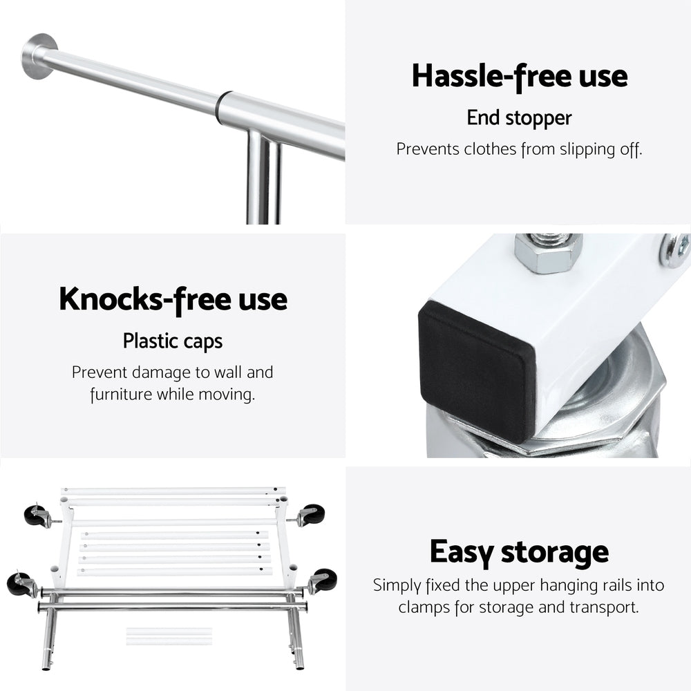 Artiss Clothes Rack Double Rod Airer Rail Coat Stand Adjustable Hanger-5