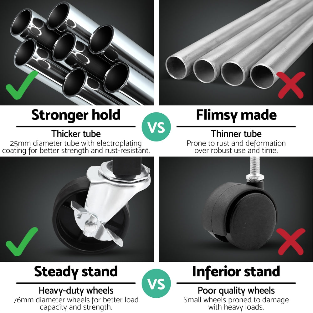 Artiss Clothes Rack Double Rod Airer Rail Coat Stand Adjustable Hanger-4