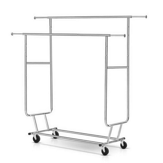 Artiss Clothes Rack Double Rail Coat Stand Adjustable Hanger-0