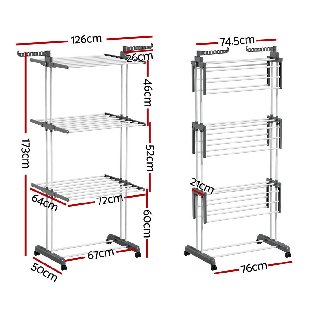 Artiss Clothes Drying Rack 173cm Coat Aier Hanger Foldable-1