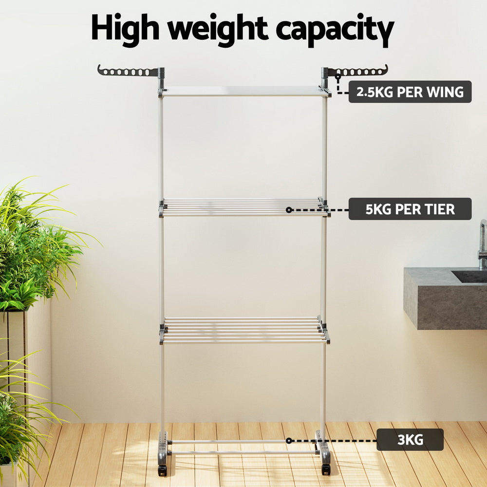 Artiss Clothes Drying Rack 173cm Coat Aier Hanger Foldable-4