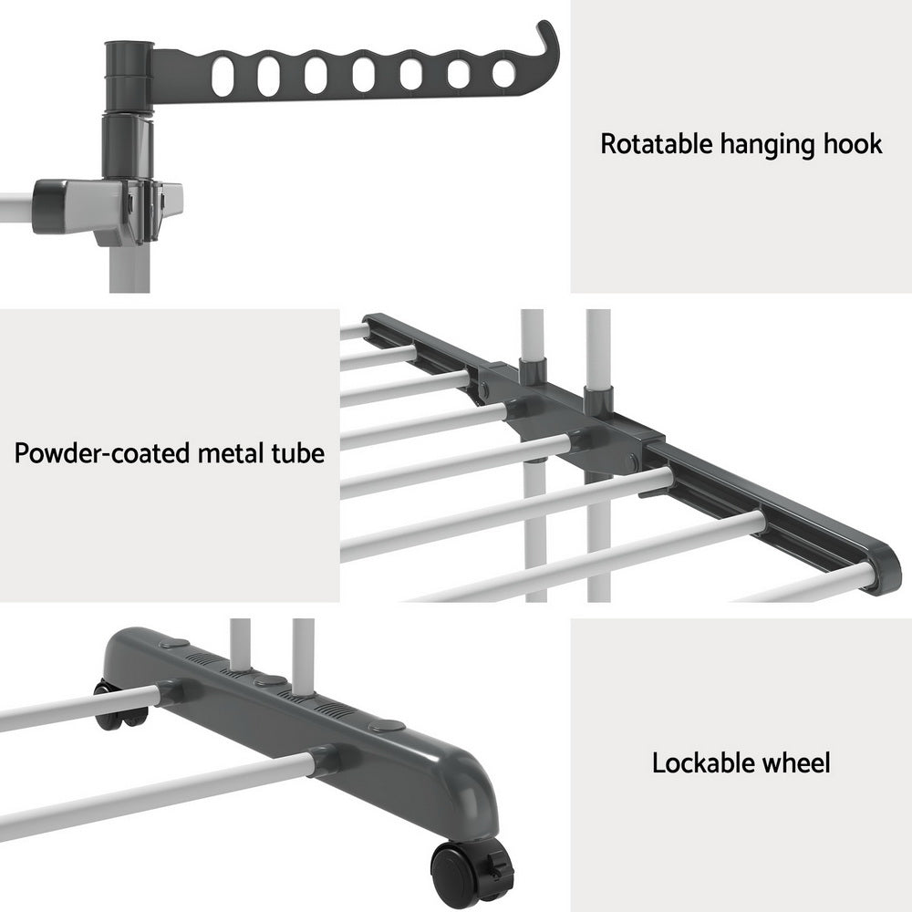 Artiss Clothes Drying Rack 173cm Coat Aier Hanger Foldable-5