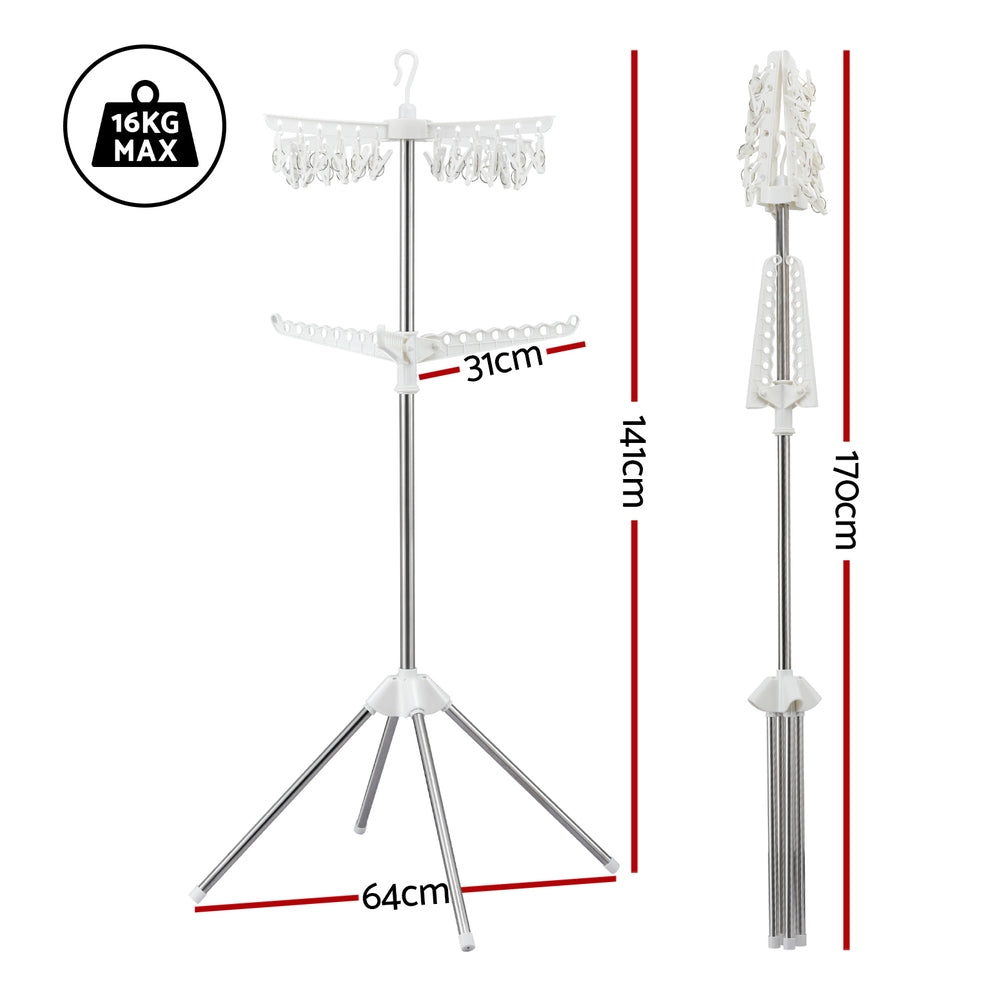 Artiss Clothes Rack Airer 2 Tier Rotatable Hanger Foldable-1
