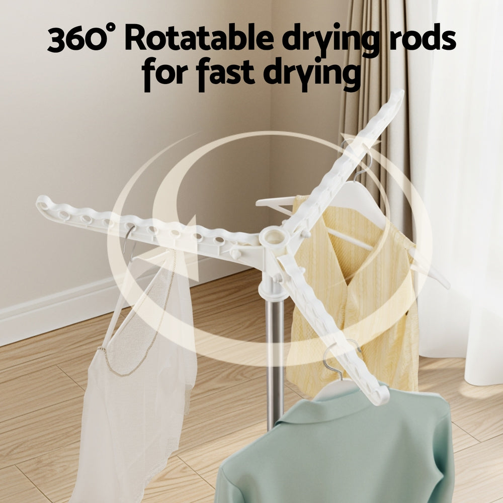 Artiss Clothes Rack Airer 2 Tier Rotatable Hanger Foldable-3