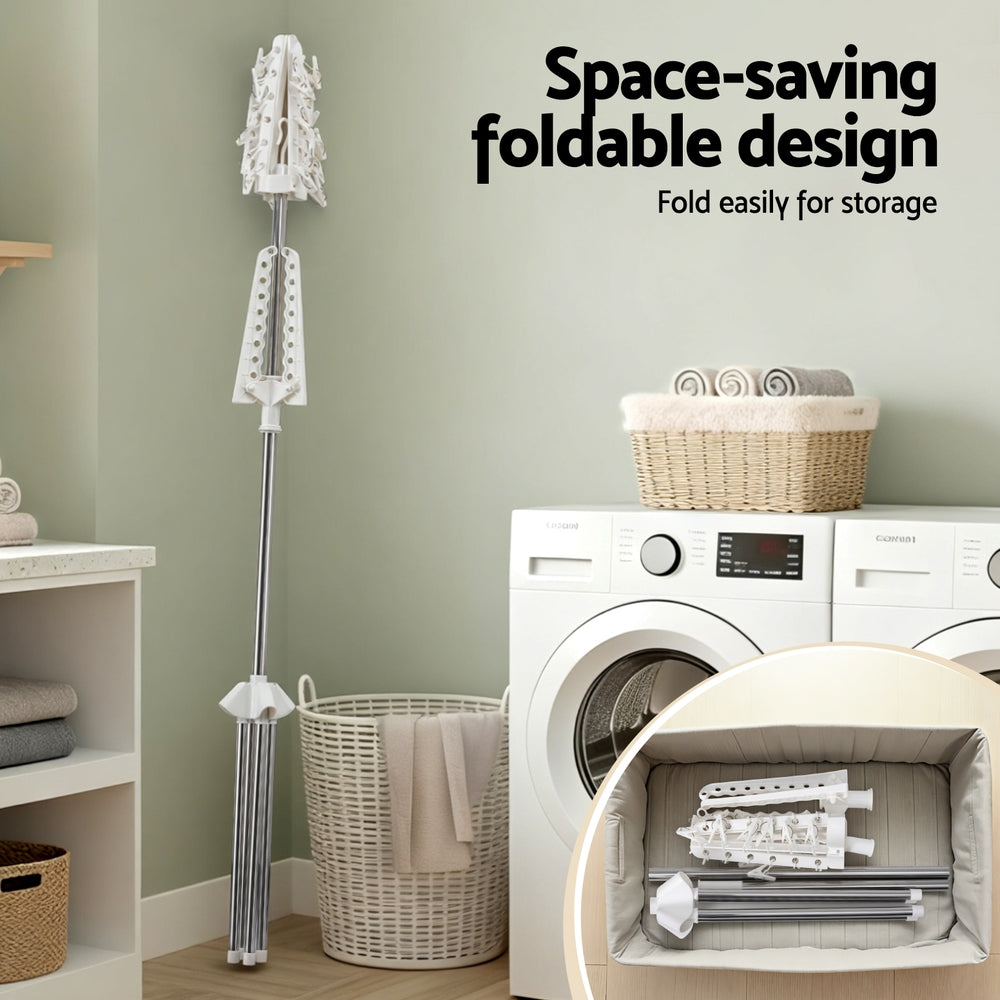 Artiss Clothes Rack Airer 2 Tier Rotatable Hanger Foldable-4