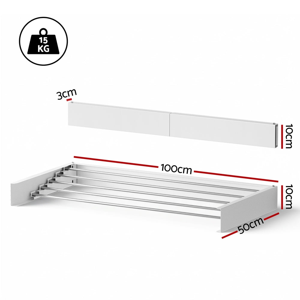 Artiss Clothes Rack Wall Mounted Airer Foldable White-1