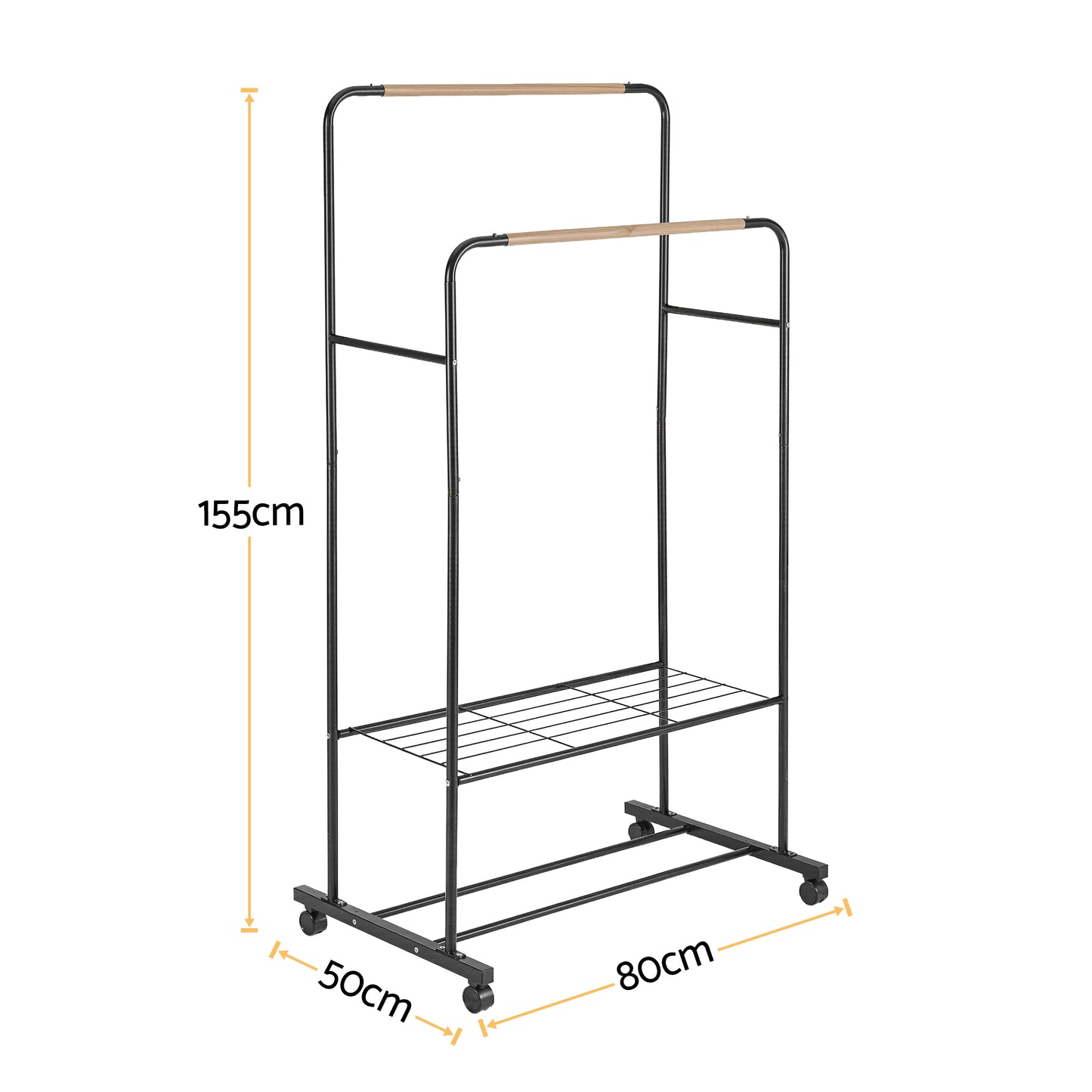 Artiss Clothes Rack Double Rod Airer Rail Coat Stand Hanger Storage Shelf