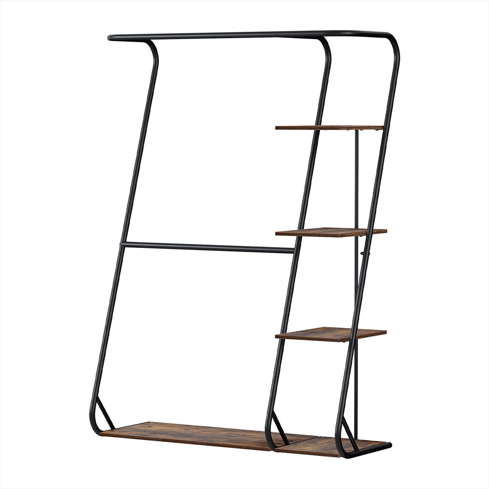 Artiss Clothes Rack Wardrobe Coat Stand 4-Tier Walnut-0