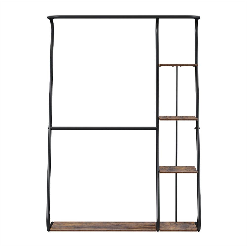 Artiss Clothes Rack Wardrobe Coat Stand 4-Tier Walnut-2