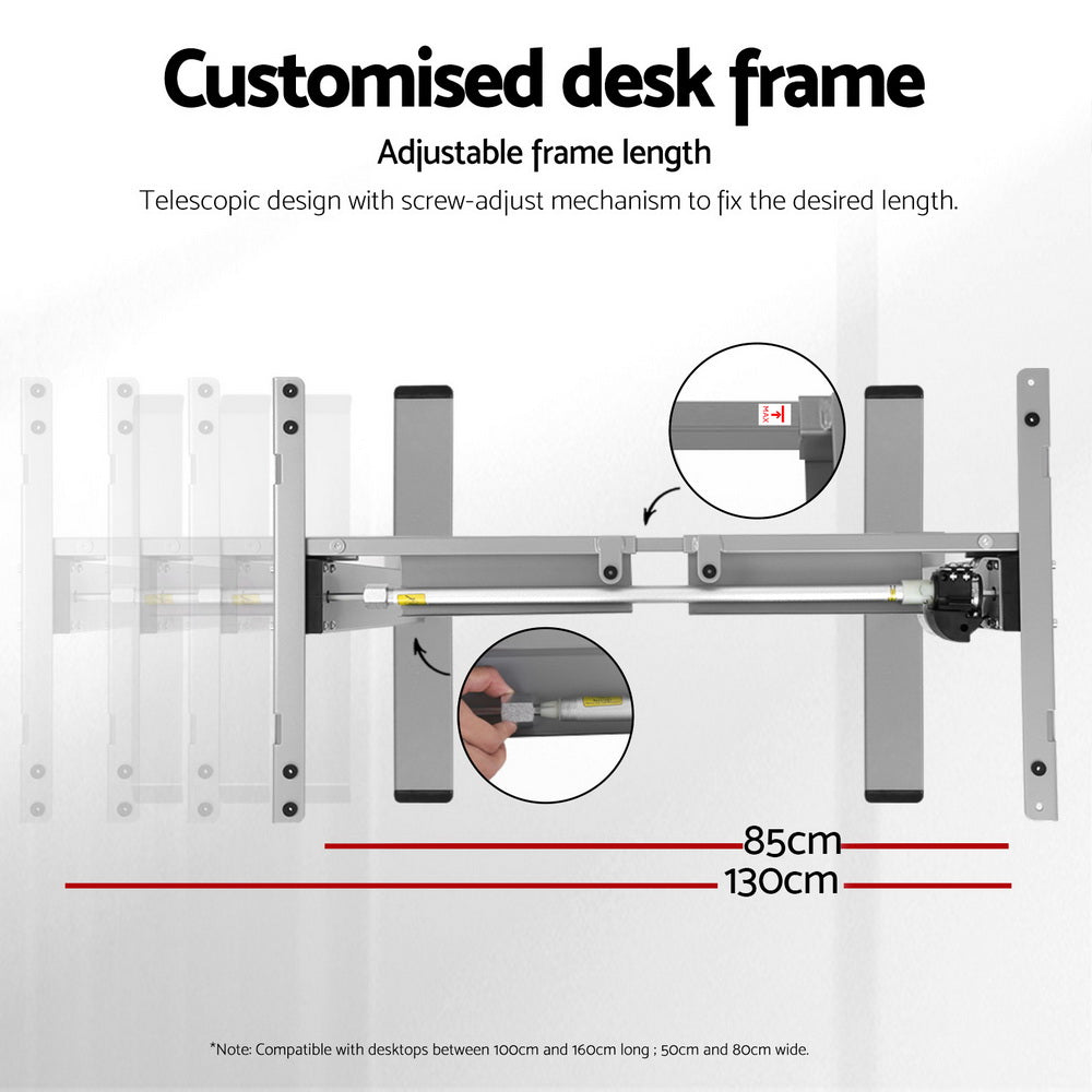 Artiss Electric Standing Desk Frame Only Height Adjustable 70KG Load Grey-4