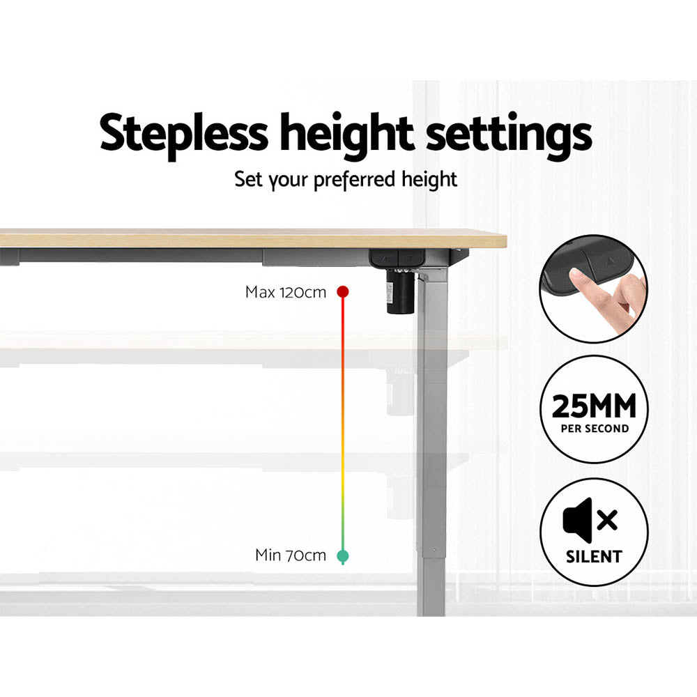 Artiss Standing Desk Motorised 120CM White Oak-3