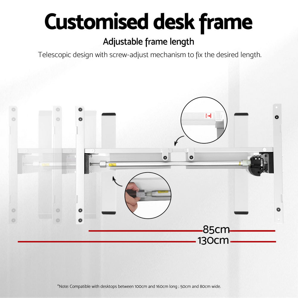 Artiss Electric Standing Desk Frame Only Height Adjustable 70KG Load White-4