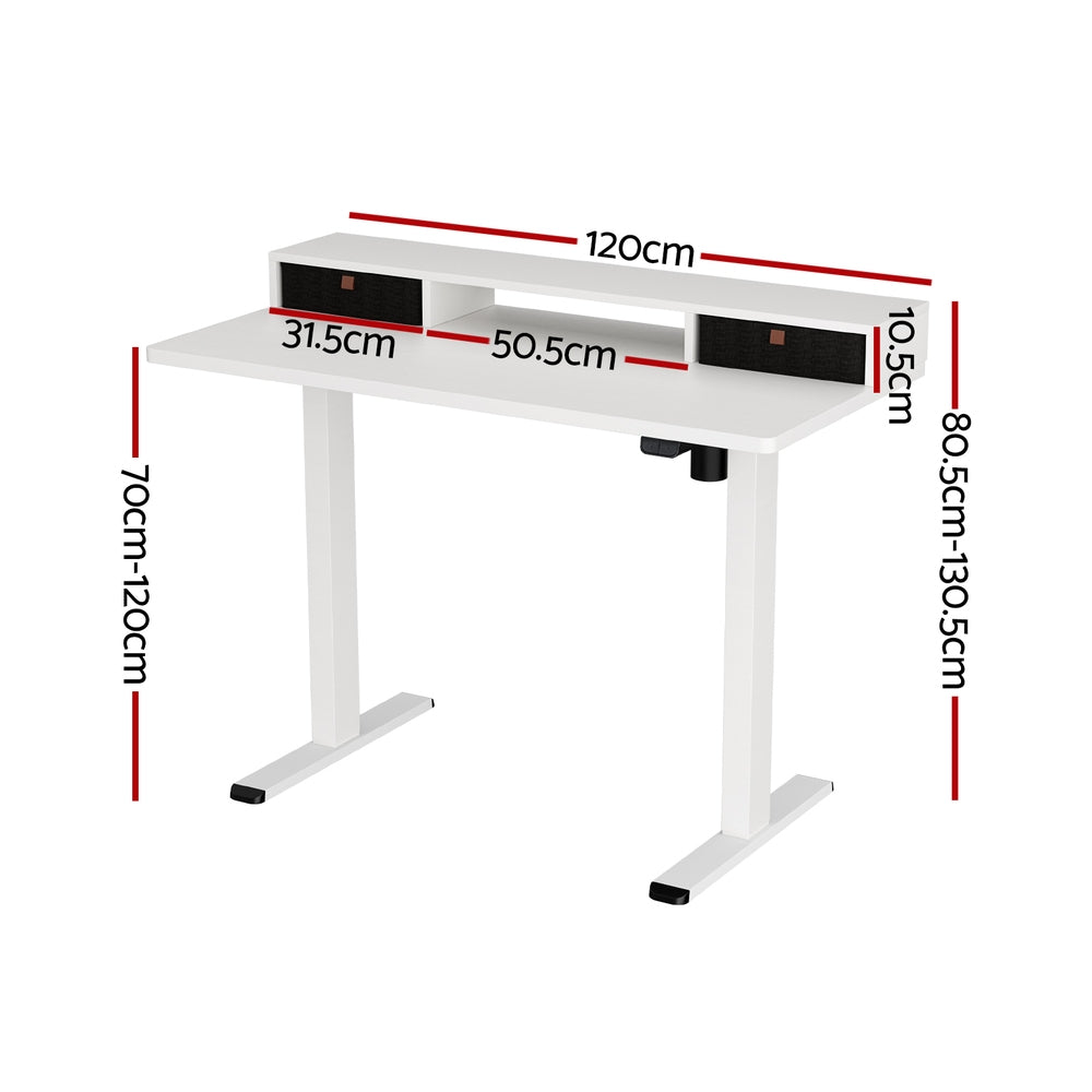 Artiss Electric Standing Desk with Storage Shelf Drawer Office Table 120CM-1