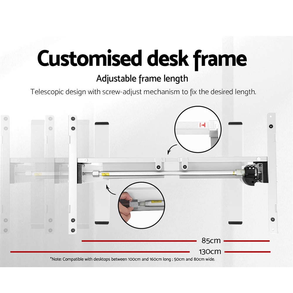 Artiss Standing Desk Motorised Sit Stand Desks White Oak 120CM-4