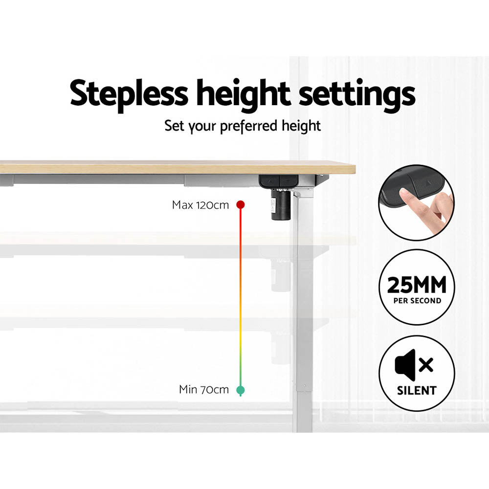 Artiss Standing Desk Motorised Sit Stand Desks White Oak 140CM-3