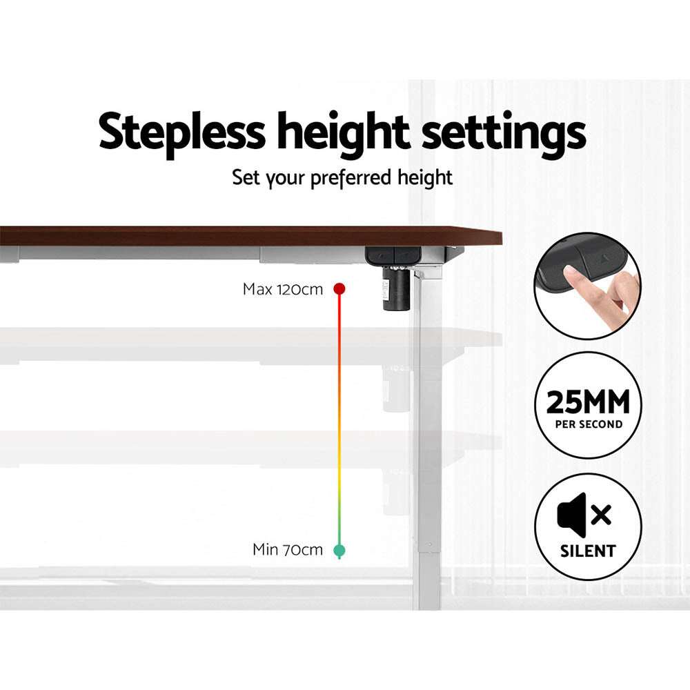 Artiss Standing Desk Motorised Sit Stand Desks Walnut 140CM-3