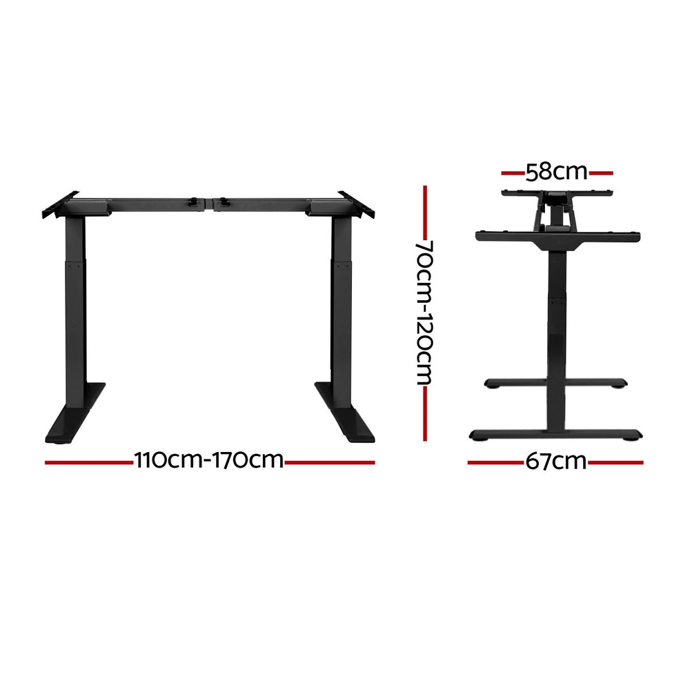 Artiss Standing Desk Frame Only Dual Motor Motorised Black-1