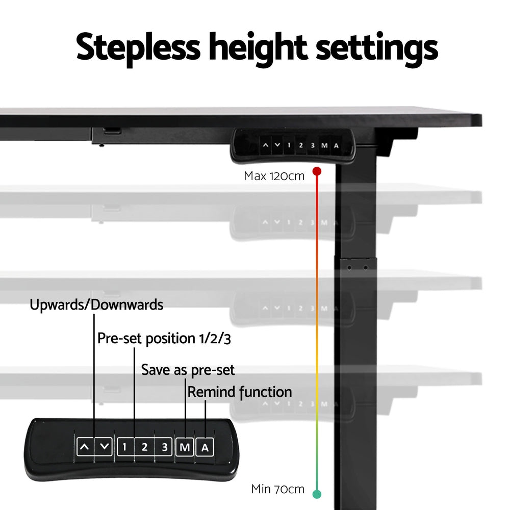 Artiss Standing Desk Frame Only Dual Motor Motorised Black-3