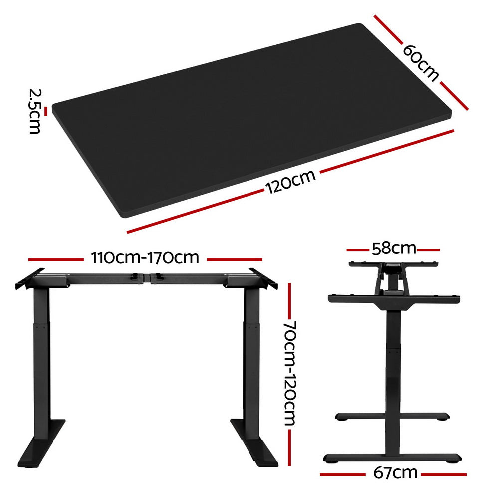 Artiss Standing Desk Motorised Dual Motor Black 120CM-1