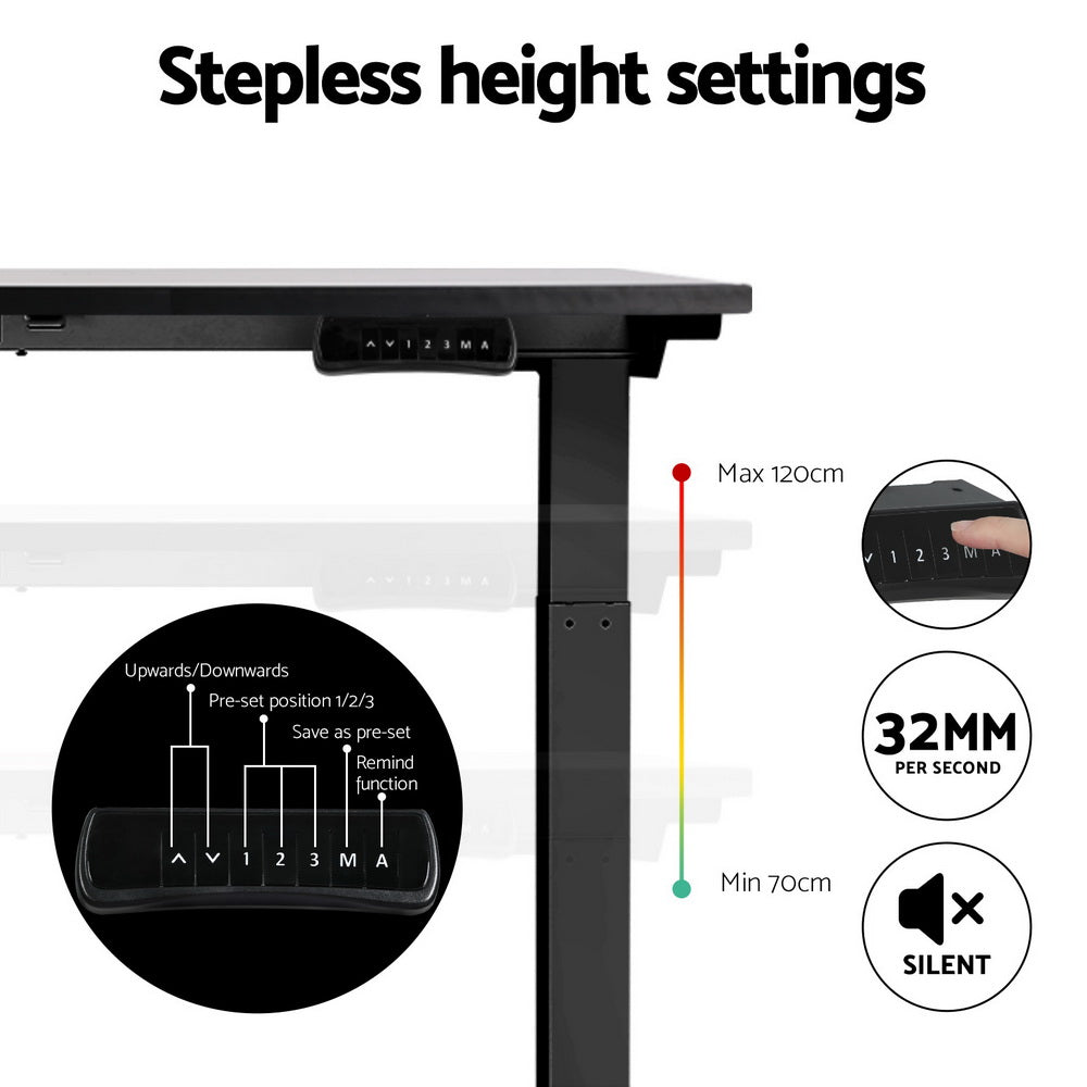 Artiss Standing Desk Motorised Dual Motor Black 120CM-4