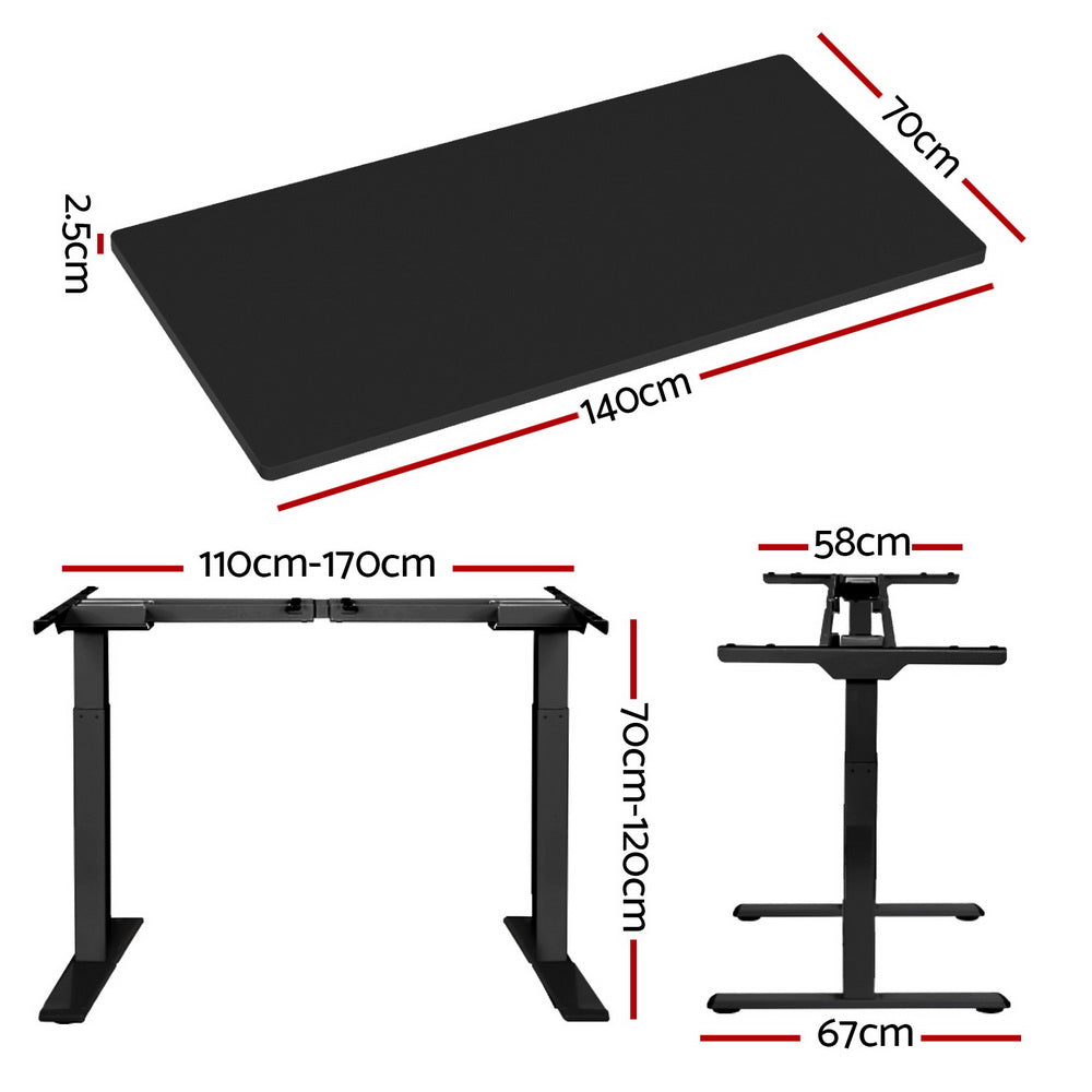 Artiss Standing Desk Motorised Dual Motor Black 140CM-1