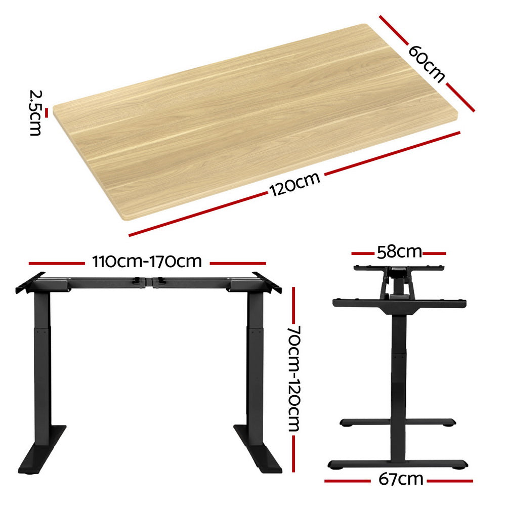 Artiss Standing Desk Motorised Dual Motor Oak 120CM-1