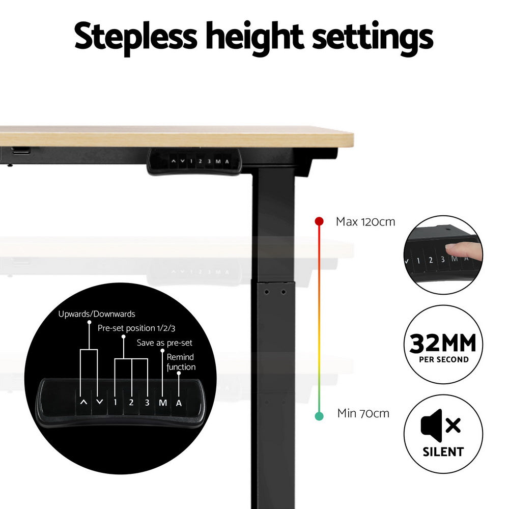 Artiss Standing Desk Motorised Dual Motor Oak 120CM-4